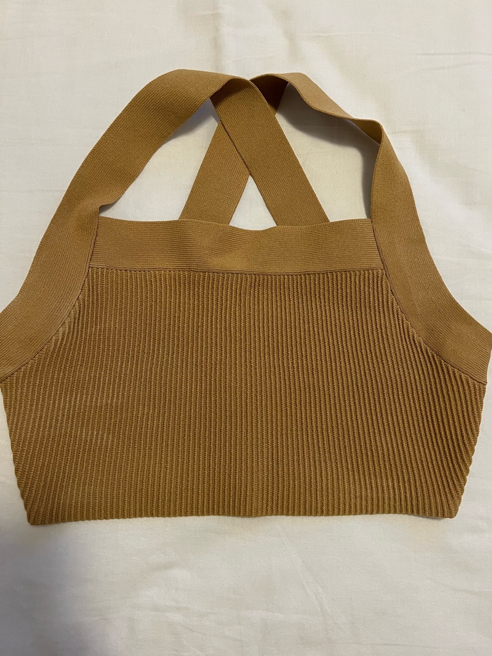 Babaton Ribbed Cropped Tank Top - Camel Brown